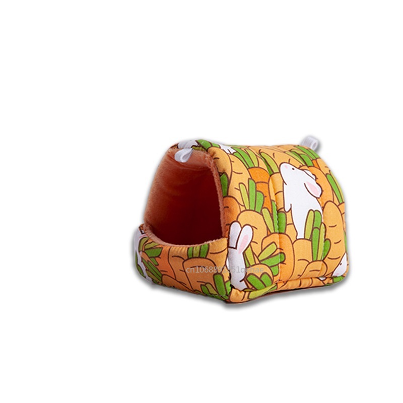 Warm Winter Hamster Nest Cute Cartoon Rabbit Squirrel Mini Cage Guinea Pig Nest Comfortable Small Animal Mice Rat Sleeping Bed: S / Scarlet