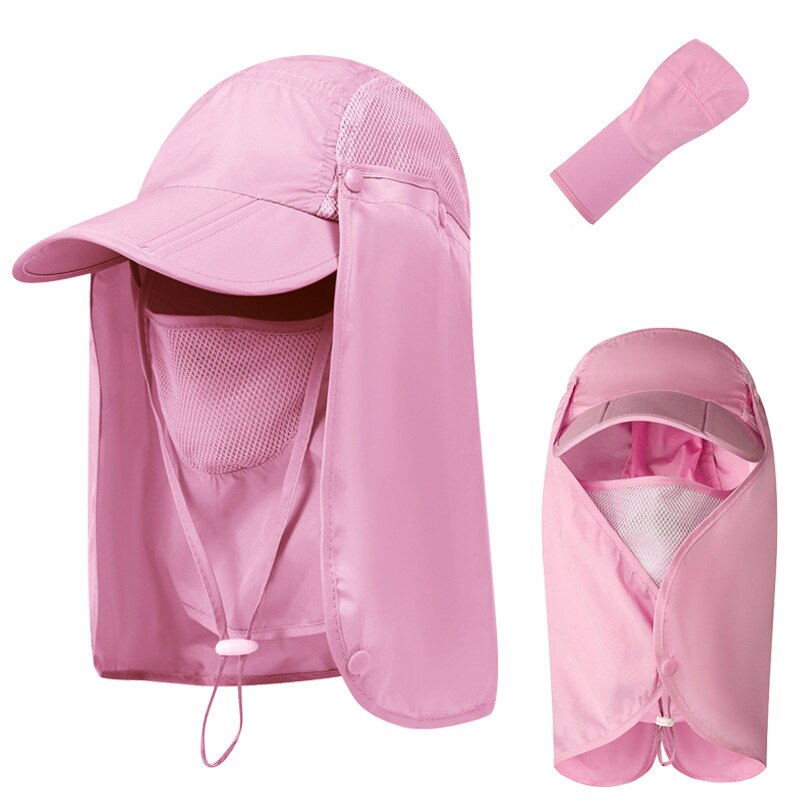Unisex Collapsible Sunhat Summer Outdoor Quick-drying Sunscreen Fisherman Hat Fishing Breathable Sun hats Female Face Mask: CA042-H
