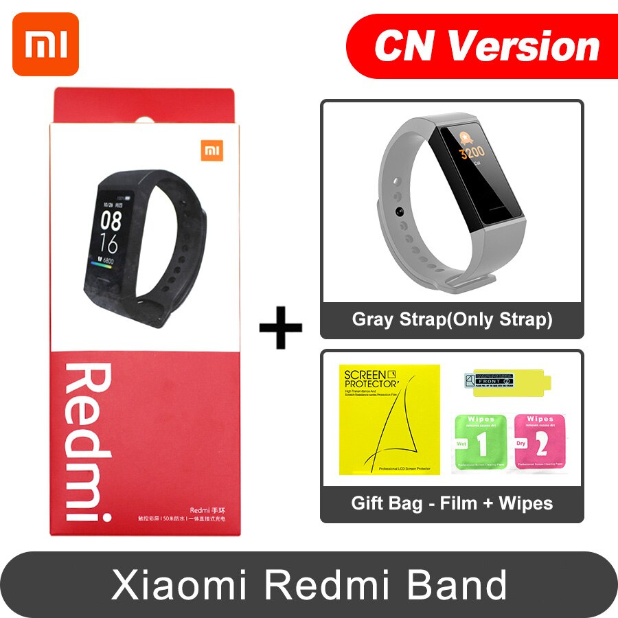 Xiaomi Redmi Band Smart Heart Rate Sport Monitor Bluetooth 5.0 Waterproof Bracelet Touch Large Color Screen Wristband: CN Gray N Film