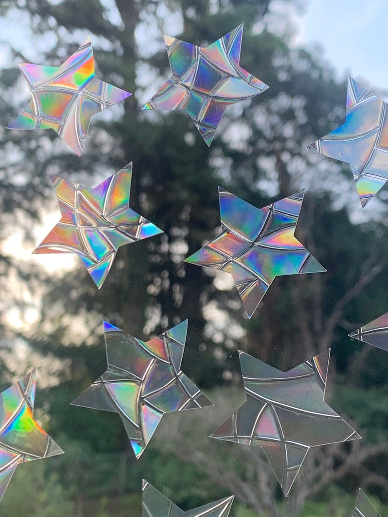 Mini Star Window Prisms Set of 15 Rainbow Sticker Prism Window Window Decor Suncatcher Decal Bird Window Alert
