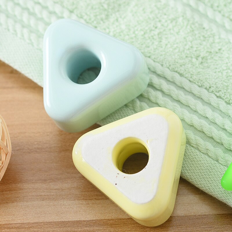 Multifunction Triangle Ceramic Toothbrush Holder Candy Color Base Frame Storage Rack Bathroom Toiletries Stand Shelf