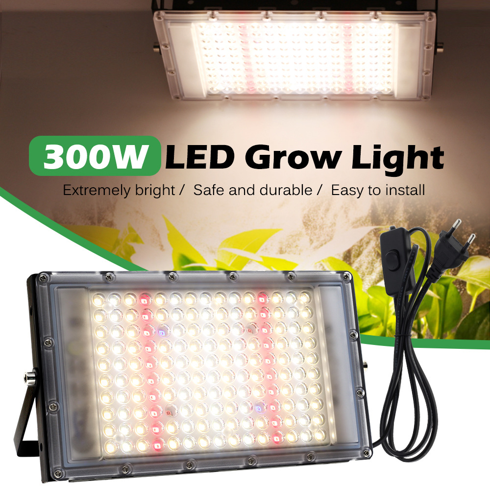 Full Spectrum LED Grow Light 300W Quantum Grade UV Light Waterproof With Switch For Greenhouse Hydroponic Plant Growth Lighting