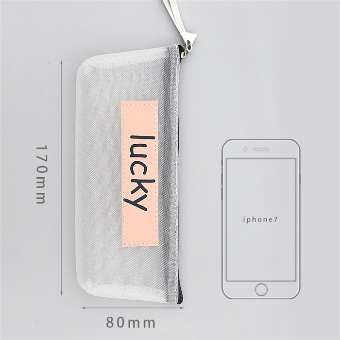 1pc gennemsigtigt net garn mesh penalhus skoleartikler blyanthus elev papirvarer kvinde kosmetisk make-up taske: Lucy