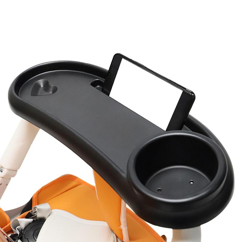 Stroller drink holder 3 in 1 removable 360 degree adjustable snack tray anti-slip large capacity black stroller accessory cell