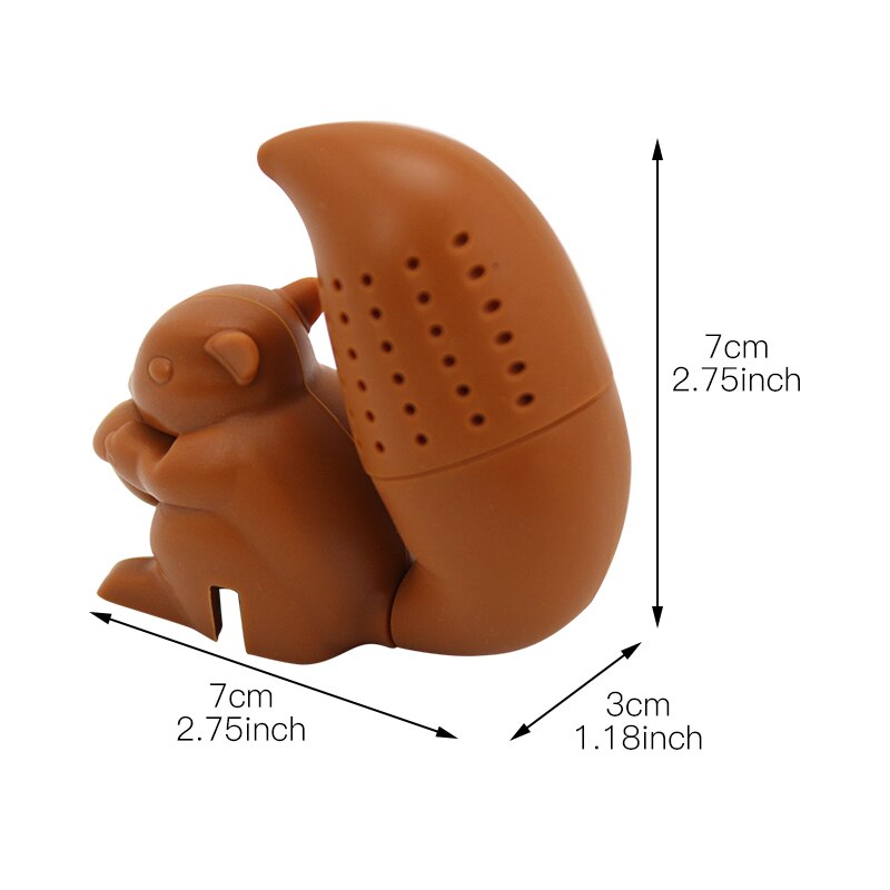 Tea Infuser Silicone Cute Squirrel Shape Tea Coffee Loose Leaf Strainer Bag Filter Teapot Accessories Tea Bags Drinkware