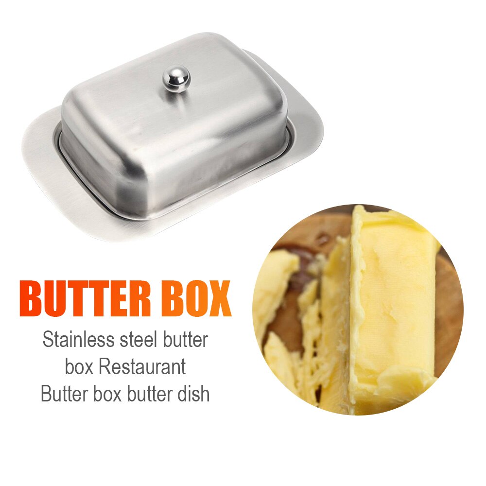 Butter Box Stainless Steel Butter Box Butter Serve Tray Cheese Storage Tray Cheese Storage Box with Lid Cheese/Butter Container
