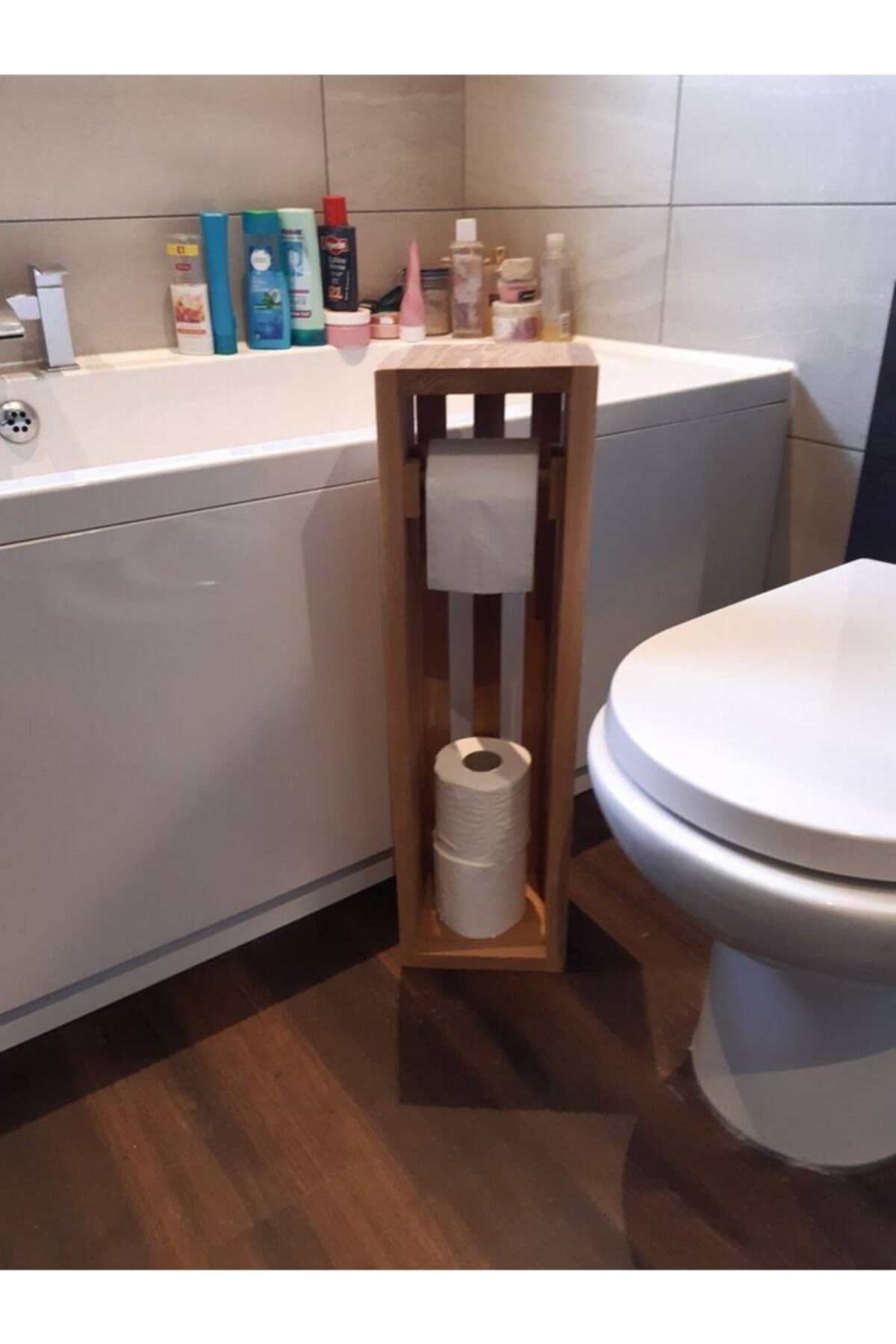 Houten Wc Toiletrolhouder Voetstuk Stand Organizer Wall Mounted Handdoek Servet Houder Telefoon Opbergrek Badkamer Accessoires