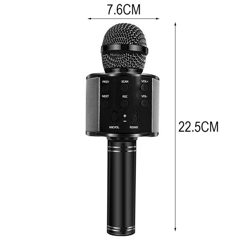 Portable Bluetooth Wireless Microphone Portable Home Party Handheld Karaoke Speaker Player Singing Recorder Mic For Ios Android: Black