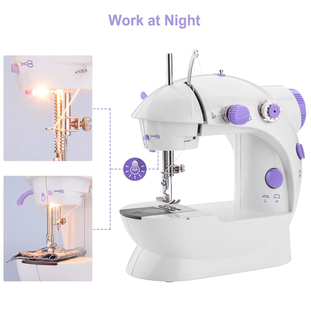 Portable Mini Sewing Machine Crafting Mending Machine with Light for Household JAN88