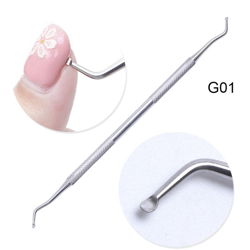 7 estilos extremo doble encarnado uña Lima cuchara uña surco levantador de corrección limpiador cutícula removedor empujador herramienta de pedicura cuidado de los pies: 1