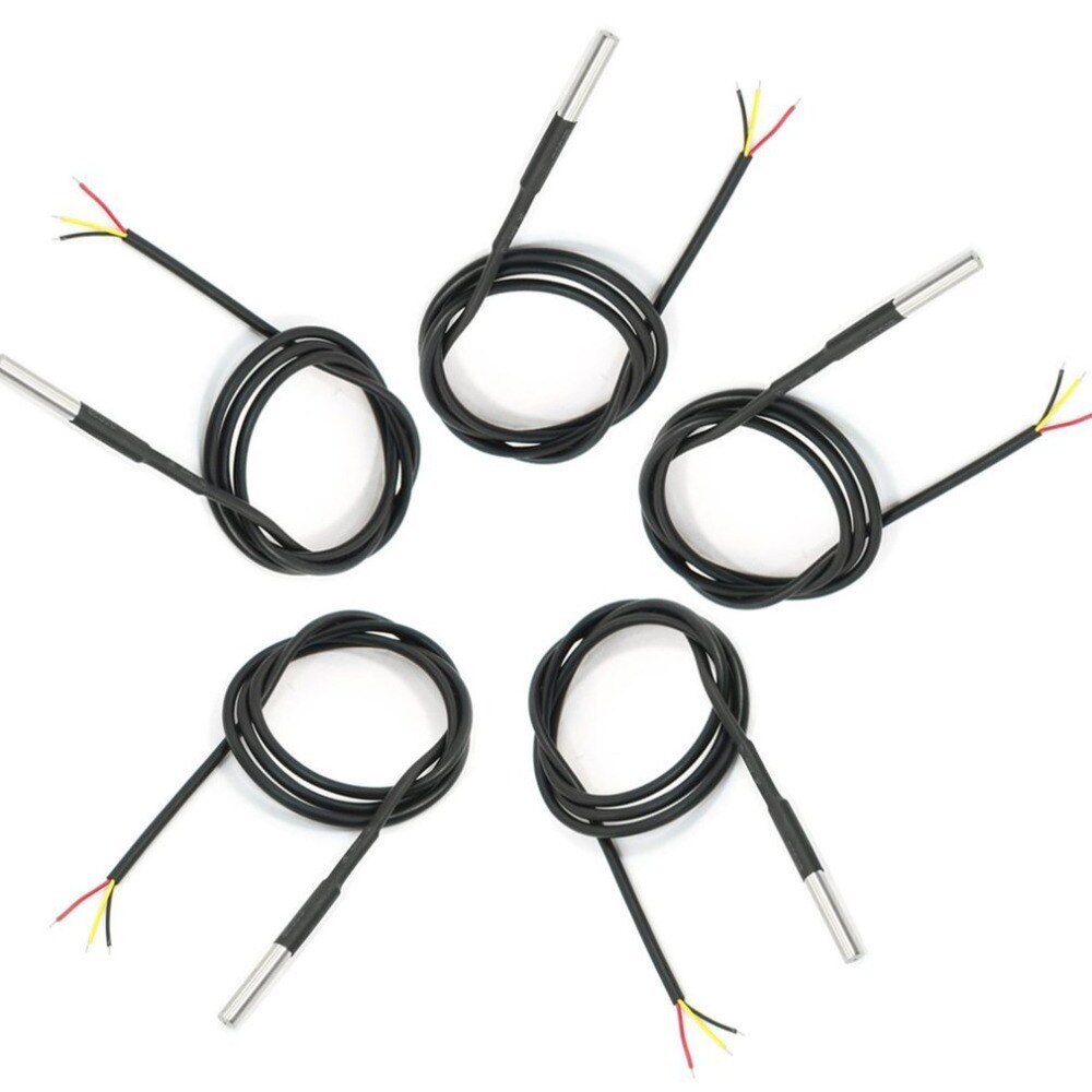 DS18B20 Waterproof Digital Temperature Sensor Thermistor Thermal Cable 5pcs Essential Accessories