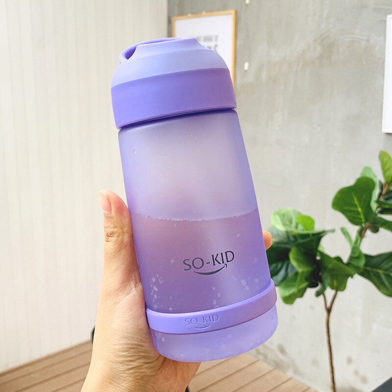 550ml Water Bottle for Kids Children Mini Water Bottle with Straw Sports Bottles FDA Certified Hiking Camping BPA Free H1151: 1151 Purple