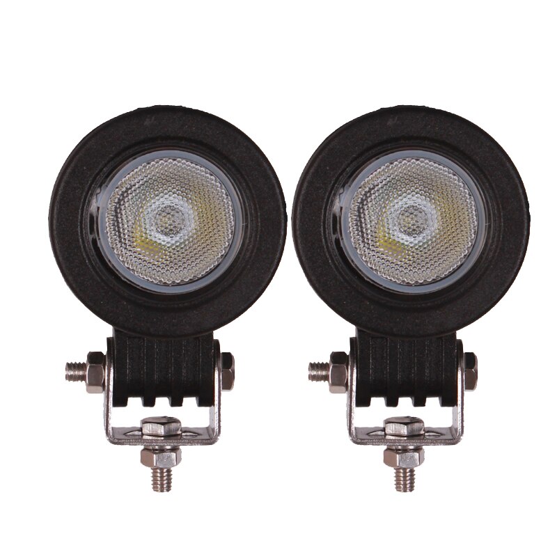 2 kpl 10w led työvalo moottoripyörä auto mönkijä maastoauto kuorma-auto vaunu asuntopyörä 12v 24v spot tulva ajo ajovalo lisäsumuvalo: Pyöreä tulvapalkki