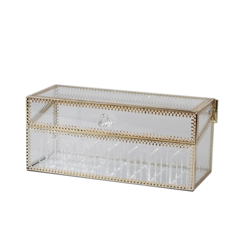 Boîte de rangement de maquillage doré boîte de rangement étui cosmétique en verre pour rouge à lèvres soins de la peau vernis à ongles présentoir de parfum: 24