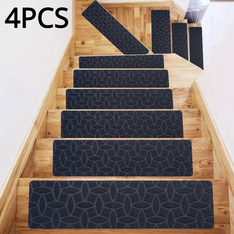 Polymères de bande de roulement auto-adhésifs doux pour la maison, tapis d'escalier, tapis de protection, non ald, motifs multiples, absorbant, 76x20.3cm, 8 pièces: Bleu