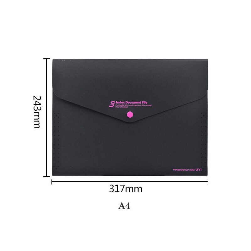 Fashionable Office File folder A4 office organizers Expanding Wallet 3 pockets Black-Series Document organizer PP material: Black-Pink