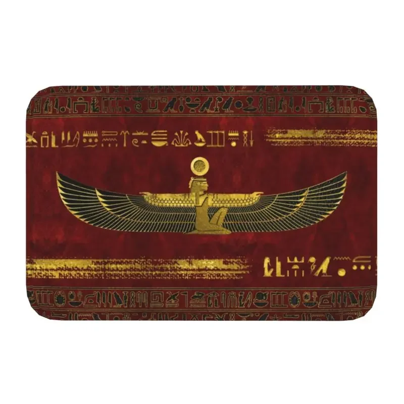 Alte ägyptische Götter und Hieroglyphen Haustür matt rutsch feste saugfähige ethnische Ägypten Fuß matt Wohnzimmer Eingang Teppich Teppich: Licht Gelb