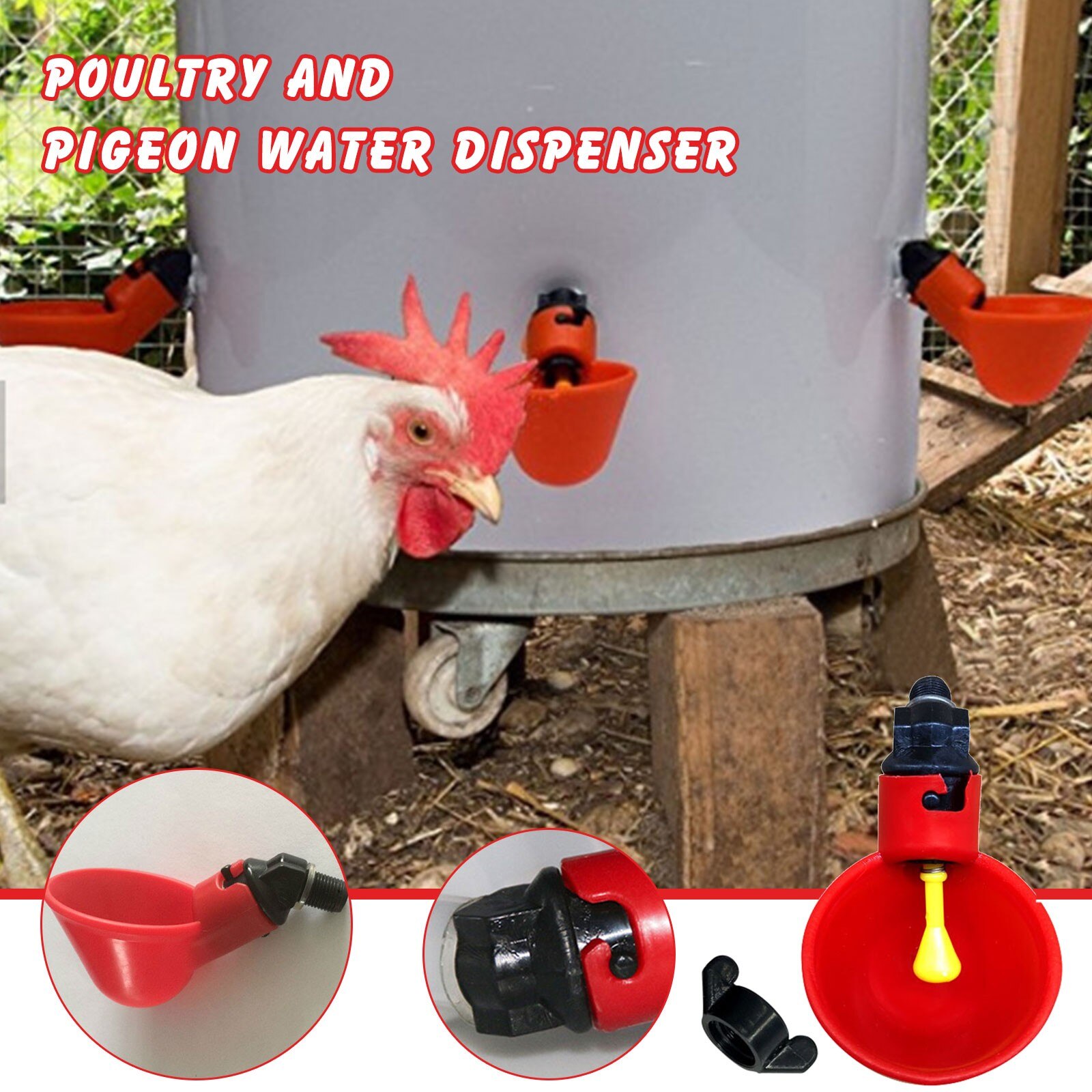 28@ 1PC Chicken Waterer drinkers Poultry Water Drinking Cups- Chicken Hen Plastic Automatic Drinker Birds Drinking Bowls Water
