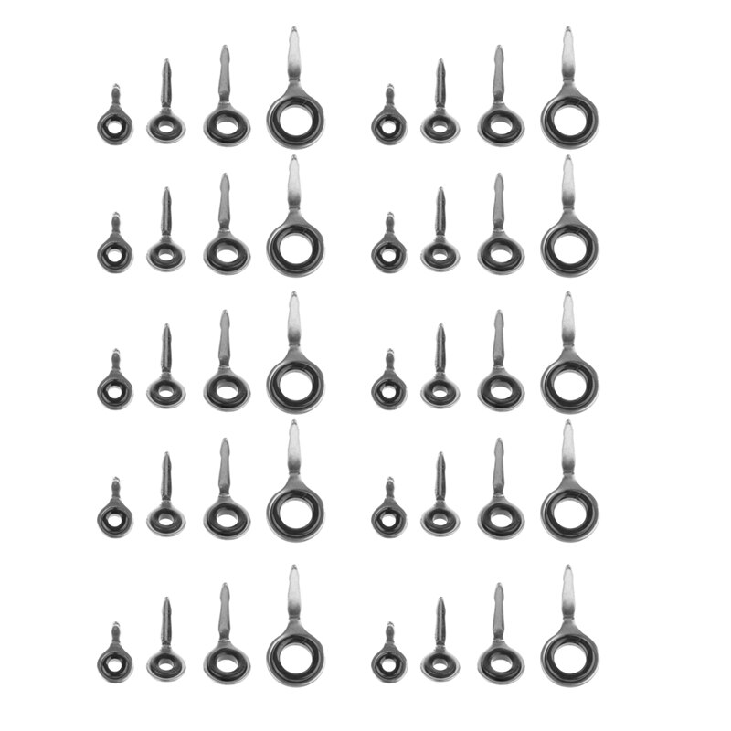 40 pièces 4 tailles canne à pêche pôle Guide anneaux yeux ensemble en acier inoxydable en céramique anneau supérieur leurre outil réparation accessoires de pêche