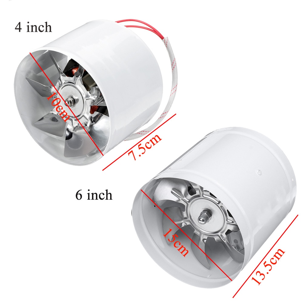 4 ''  / 6 '' rund kanalventilator booster udsugningsventilator ventilator ventilationsventil luft til vinduesvæg badeværelse toilet køkken 220v 110v