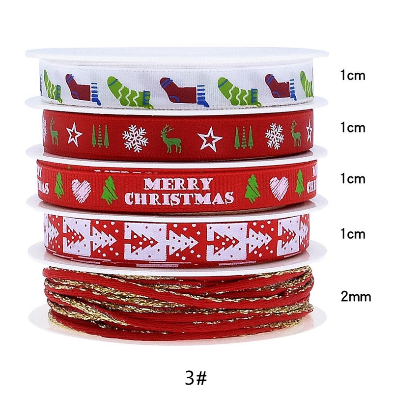 Polyester Weihnachten Thema Druck Band Set Home Textil Handwerk Dekoration Band 5 Meter/Farbe TJ1382: 3