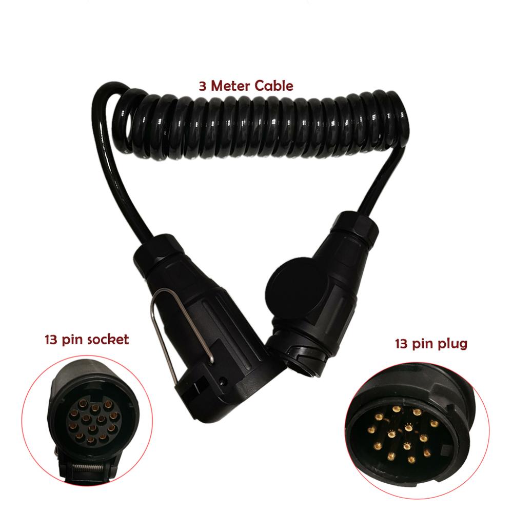 13 Pin Plug En 13 Pin Socket Trailer Plug Waterdicht Met Lente Kabel 300Cm Uitbreiding Bedrading Caravan Connectors Accessoires