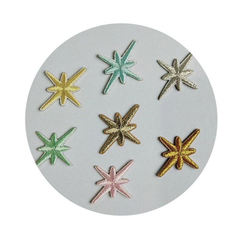 Parches de bordado de estrellas para ropa, adhesivos brillantes de estrellas doradas y plateadas, apliques de rayas para ropa, 8 colores, 10 Uds.