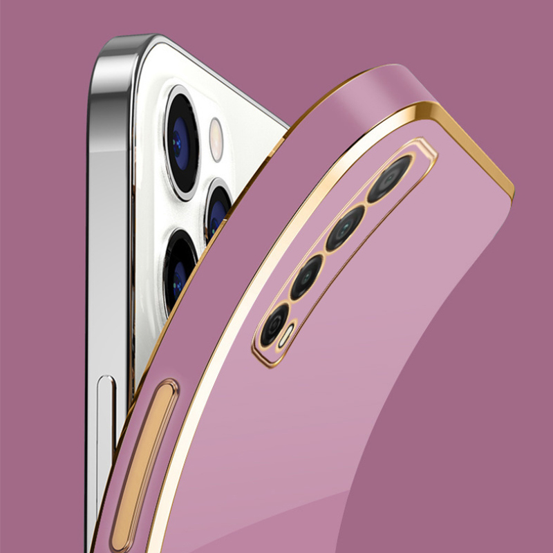 Pour Huawei Y7a étui de luxe carré placage Huawei P smart coque de téléphone PPA-LX1 antichoc souple TPU Silicone couverture arrière Fundas