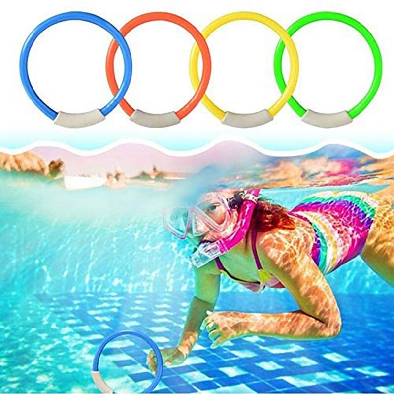 Diving Rings Swimming Pool Toy Rings 4 Pack Toys For Kids Plastic Diving Ring Colorful Sinking Pool Rings Dive Training