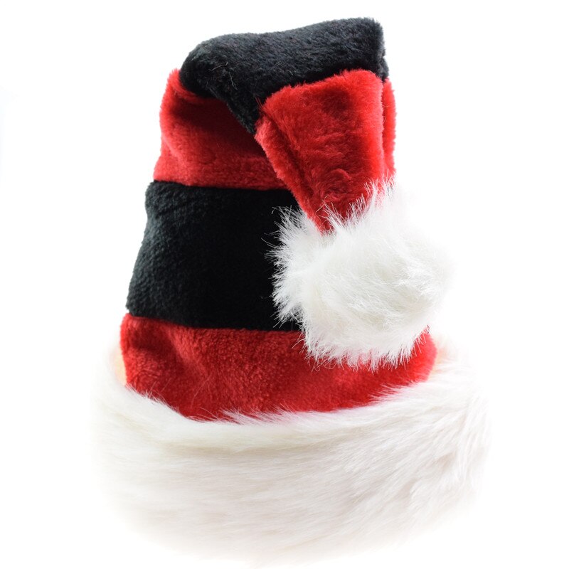 Sombreros de Navidad de Papá Noel para adultos y niños, gorros de árbol de Navidad, rojo azul a rayas, decoración de navidad, de Año ,: black red striped