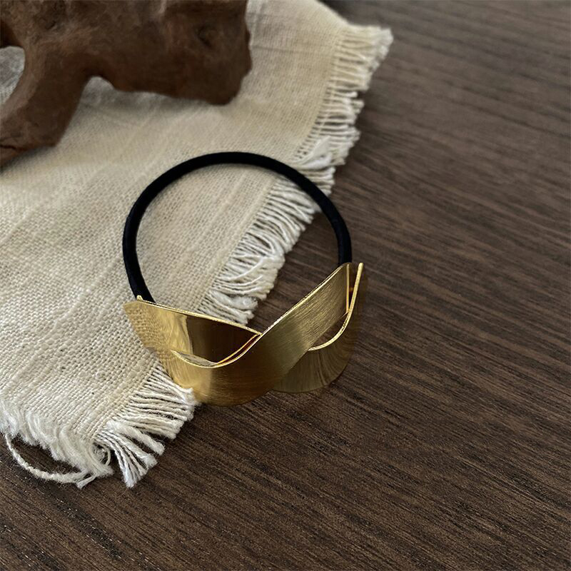 Coleteros de aleación de Color dorado para niña y mujer, cintas elásticas para el pelo, accesorios para el cabello de estilo Punk geométrico: 2