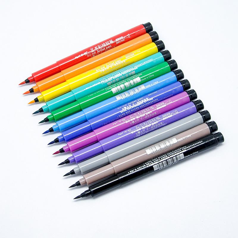 12 Kleur Kunstenaar Water Kleur Pennen Zachte Borstel Tips Waterdicht Voor Tekening Kaart Album Diy Scrawl Calligrahy Schrijven