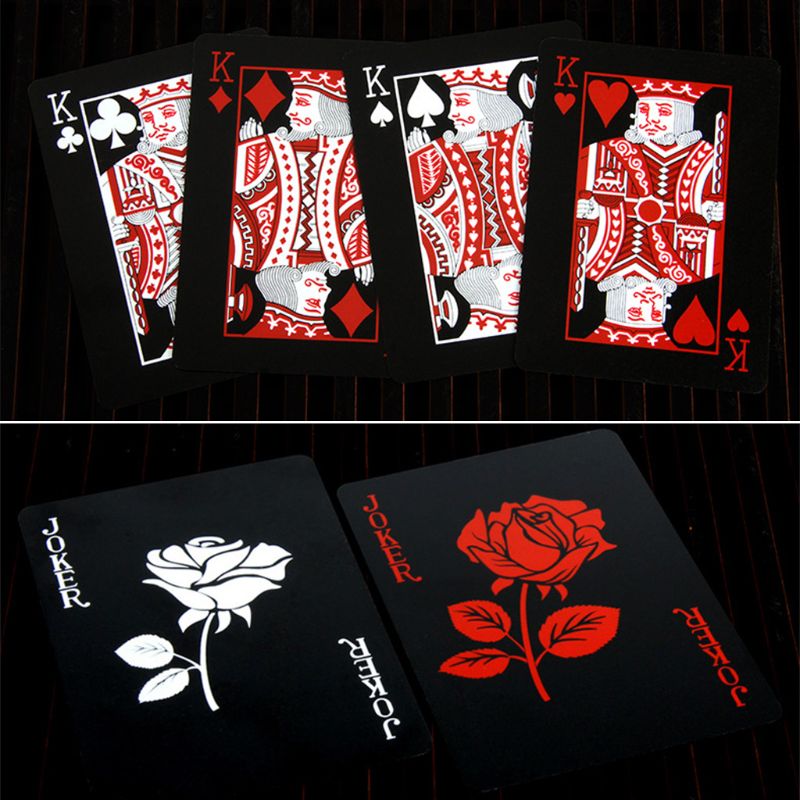 55sheets/box Rose Flower Poker Waterproof Plastic Playing Cards Beginner Practice Poker Cards Rose Playing Card