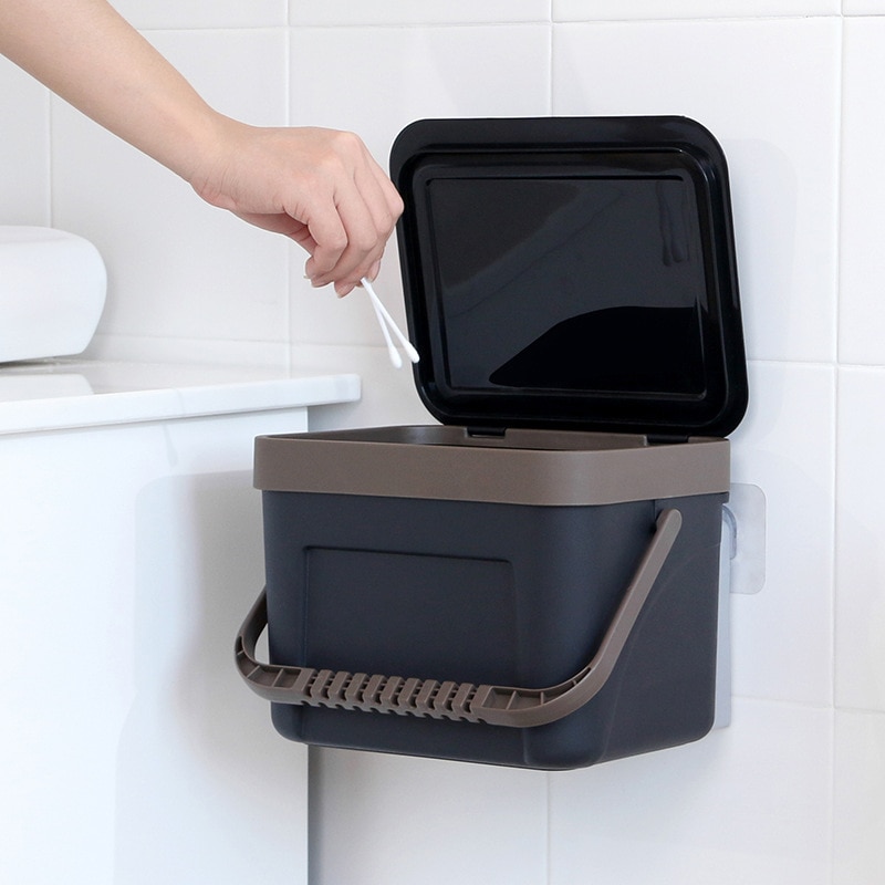 Trash Can Kitchen Wall Mounted Garbage Bin Recycle Compost Bin Bathroom Dustbin LKS99