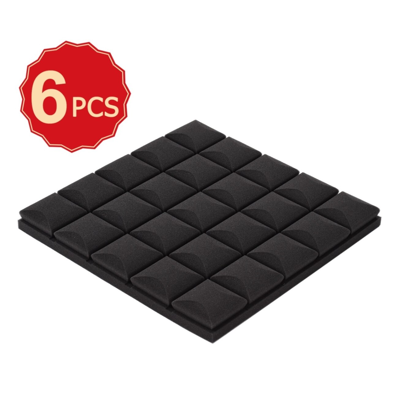 6PCS 20X20X2 Inches Acoustic Foam Panels Soundproof Foams Panels Wedges for Studio Home Walls Ceiling Sound Absorbing Insulation: MushroomShape Black