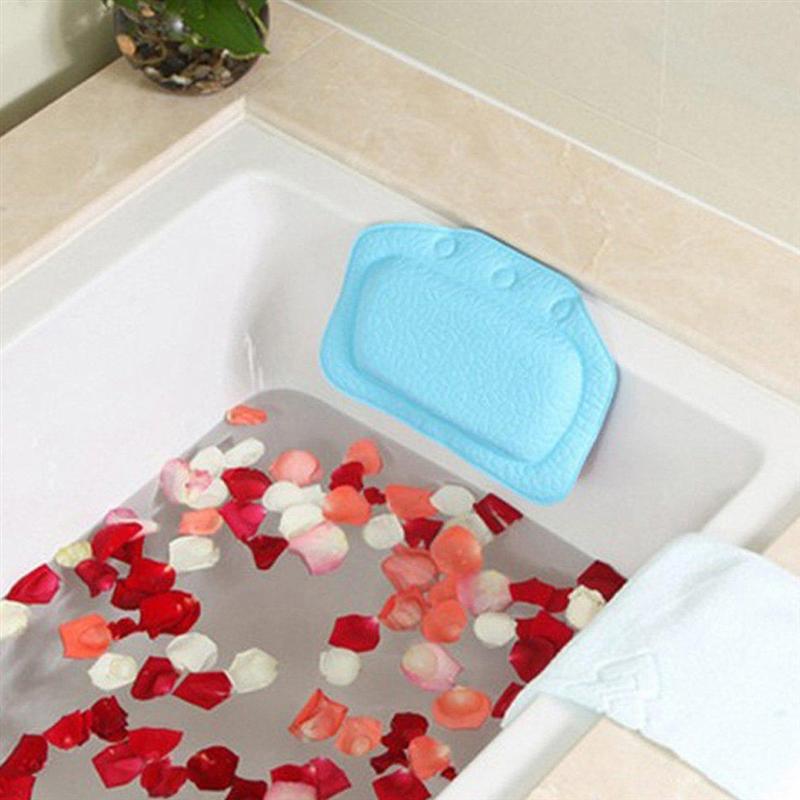 Almohada de baño suave para bañera, reposacabezas de esponja relajante, cojín impermeable con ventosas, almohada de baño con ventosas