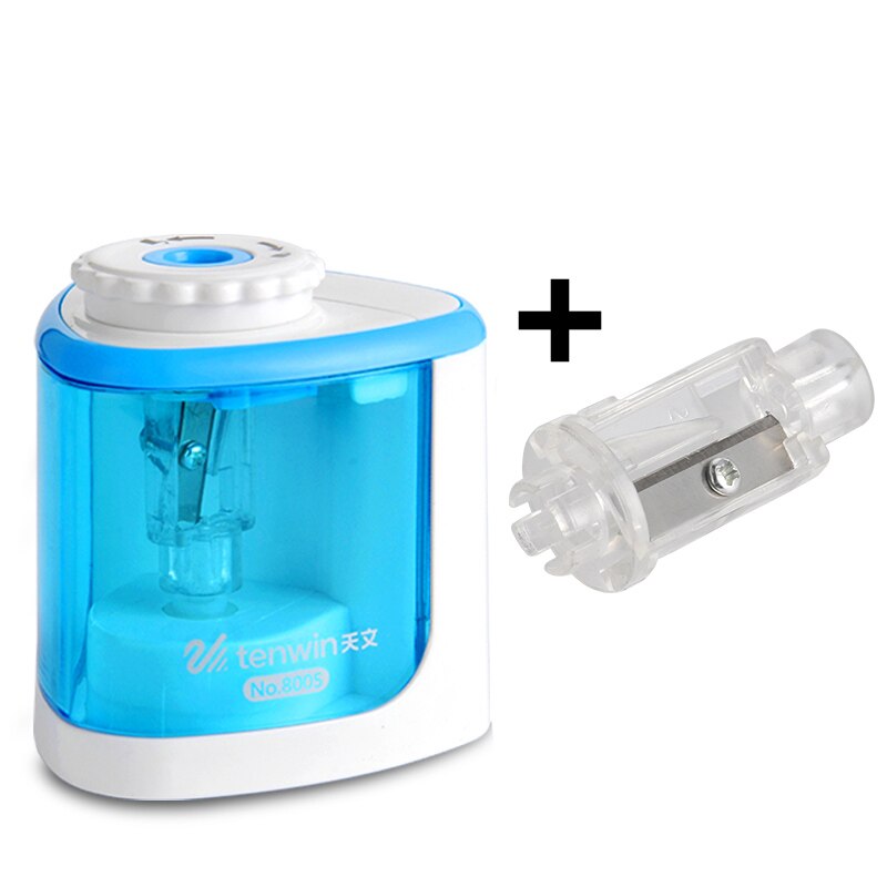 Tihoo 1 Hole Electric Pencil Sharpener Battery Operated Kids Safety Automatic Pencils Sharpeners Artist Pen Cutter Stationery: Blue