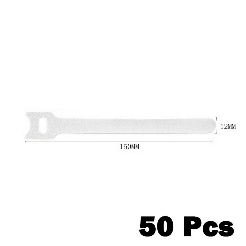 50Pcs Reusable Black Cable Cord Nylon Strap Ties Tidy Organiser Tool Hook And Loop Cable Ties Multiple Colour: white