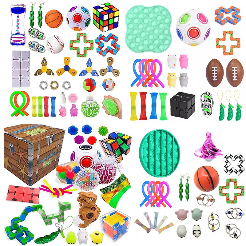 32PCS Pack Fidget Sensory Toy Set Stress Relief Toys Autism Anxiety Relief Stress Pop Bubble Fidget Sensory Toy For Kids Adults