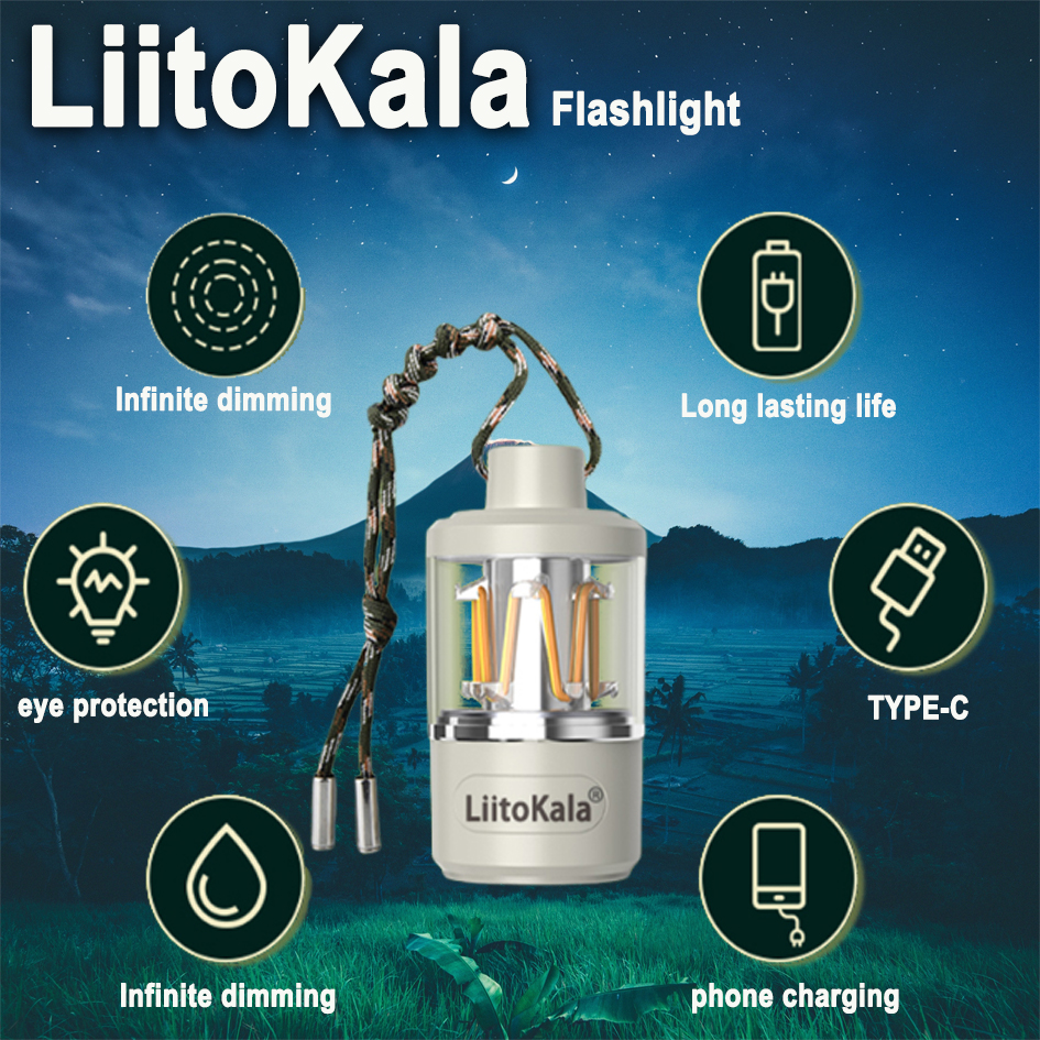 Liitokala lf -808 fargerikt og langvarig campingplass-omgivelseslys
