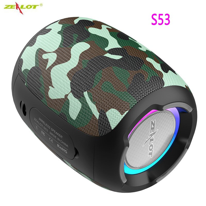 ZEALOT – haut-parleur Bluetooth S53 IPX6 étanche pour téléphone portable, carte TF FM 20w, Super Volume, caisson de basses sans fil