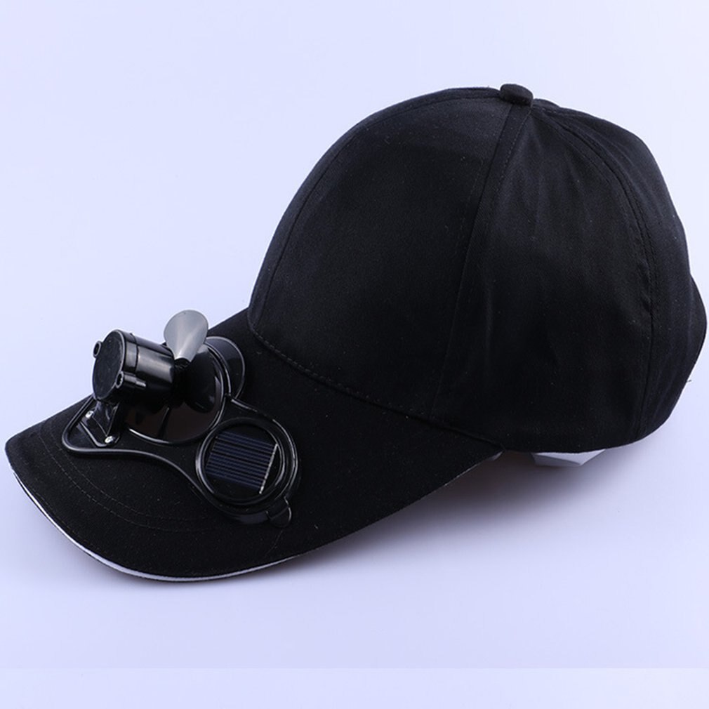 Solar fan cap Sunscreen cap Fan Cooling Baseball Cap Cotton Embroidered Satin Energy-saving Breathable: Black