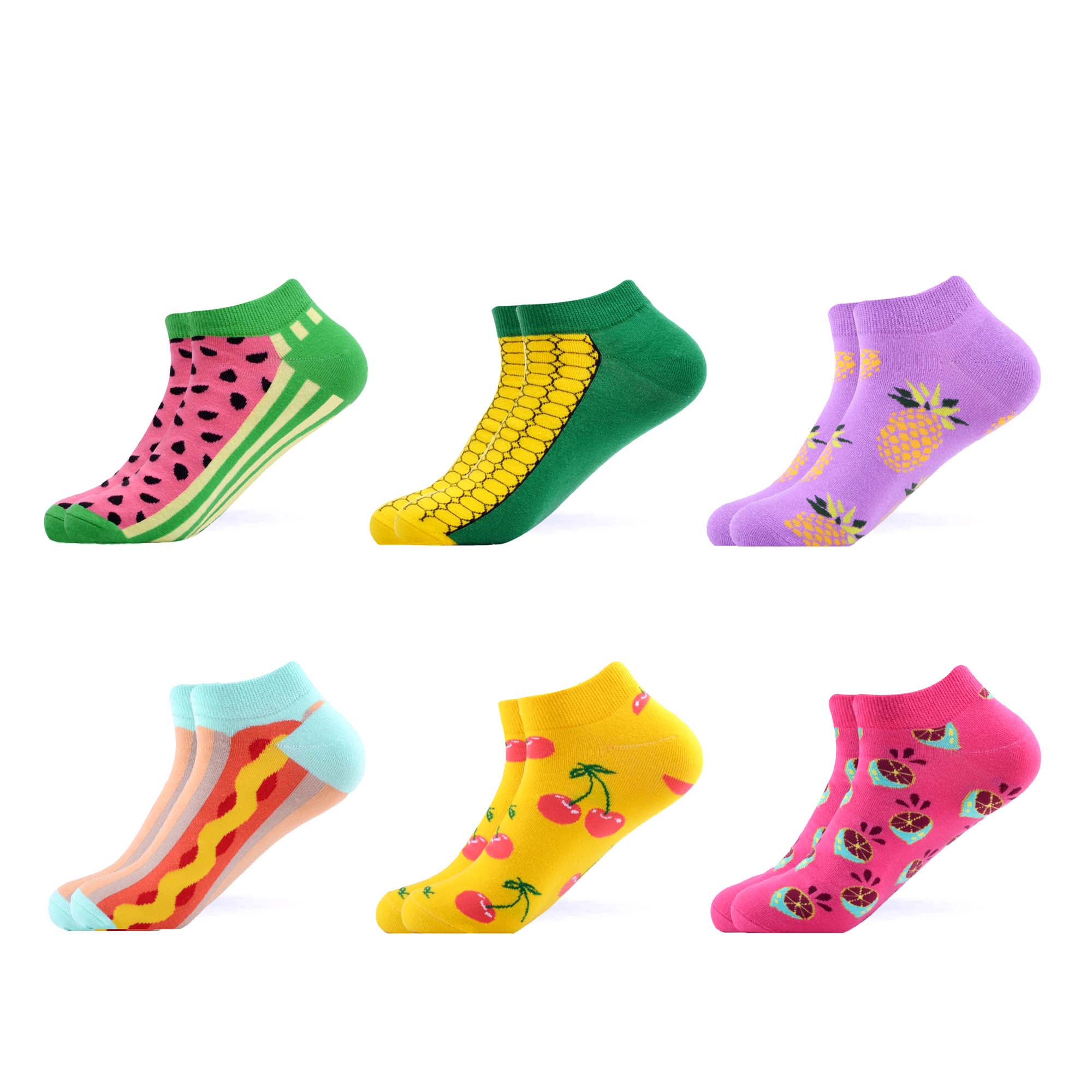 Sanzetti heren 6 paar/lot kleurrijke zomer gekamde katoenen enkelsokken gestreepte geruite ademende harajuku sokken vrolijke sokken voor: B05733