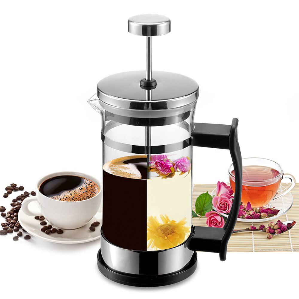 French Presses Coffee Maker 350ml Coffee/Tea Brewer Coffee Pot Stainless Steel Glass Manual Coffee Espresso Maker Pot