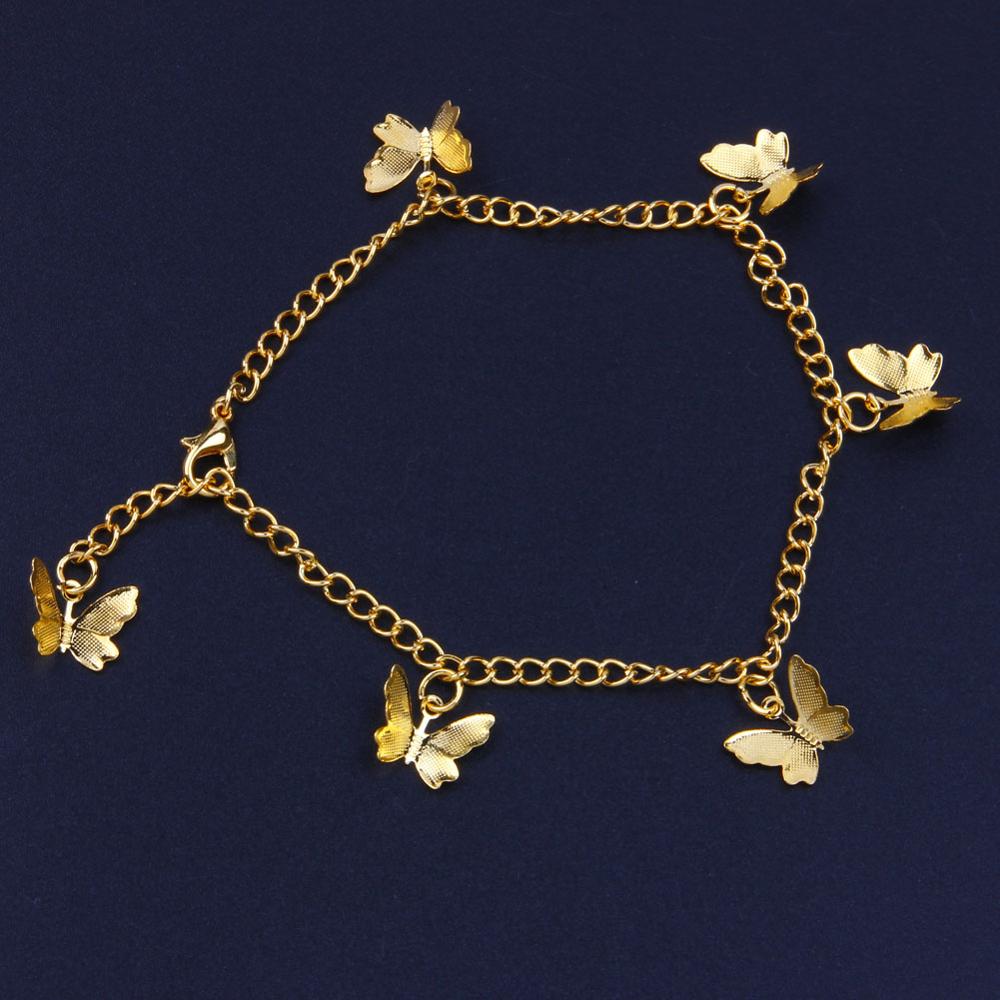Stonefans Bohemian Beach Anklet Bracelet Gold Butterfly Pendant Jewelry Metal Butterfly Foot Chain Anklet for Women Jewelry