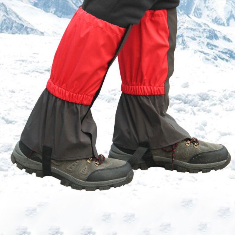 Ben gamacher vandtæt åndbar legging gamacher beskyttende benovertræk sne gamacher udendørs bjerg skiløb gå sportstøj: Rød