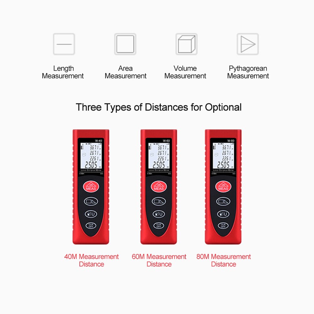 Smart Handheld Distance Meter Portable Multifunction Space Measuring Tool with Backlit LCD Rangefinder Measure Distance