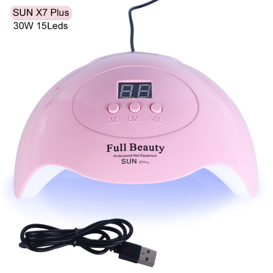 Lámpara de uñas UV LED 30W para manicura, juego de lámparas de Gel, luz solar, secado, barniz y esmalte de uñas, máquina híbrida TRSUN X7 Plus: SUN X7Plus Pink