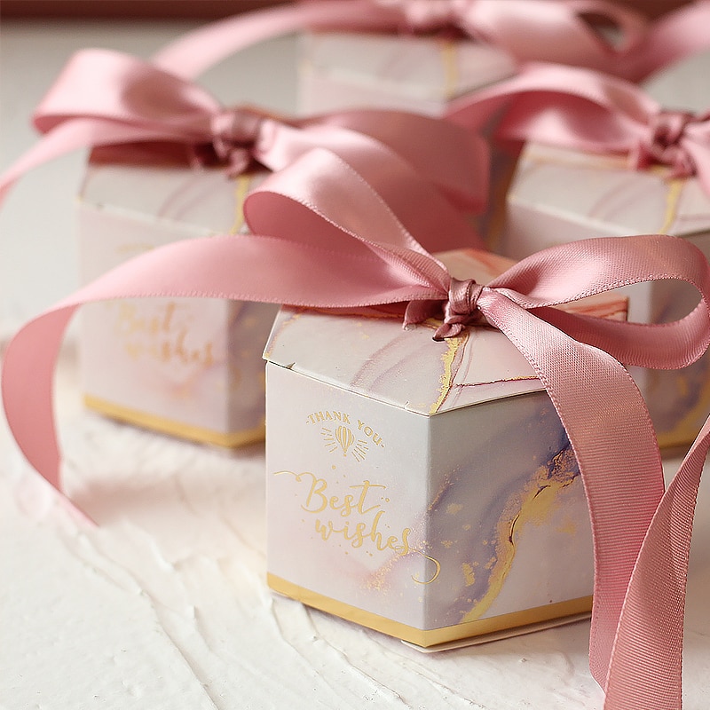 30/50 stuks bedankjes bedrukt in roze/rood/paars snoepzakjesdoos voor bedankjes decoratie, evenement feestbenodigdheden bruiloft bedankjesdoos