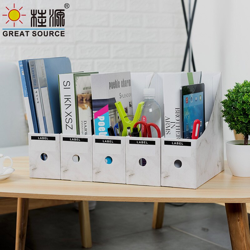 Foldaway-archivador de mármol para periódicos, organizador superior de escritorio, revista, librería, papel corrugado blanco, papelería de oficina (10 uds)